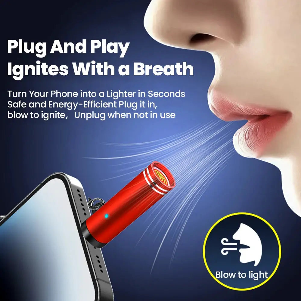 Mini Type C Mobile Phone Cigarette Lighter Air Blowing Cigarette Lighter Outdoor Safety USB C Lighter Adapter For iPhone 17 Pro