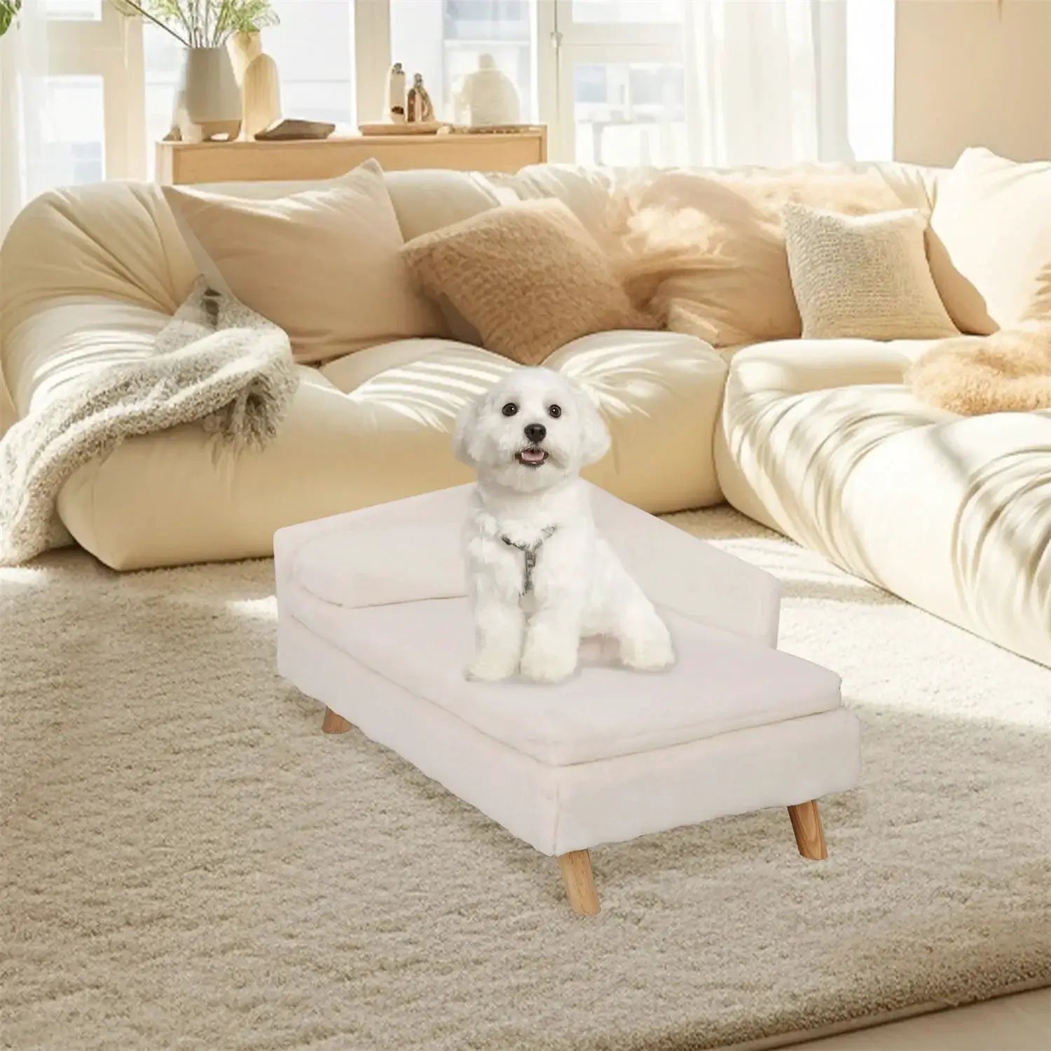 Nordic Elevated Pet Bed Stool With Cozy Pad For Small Pets