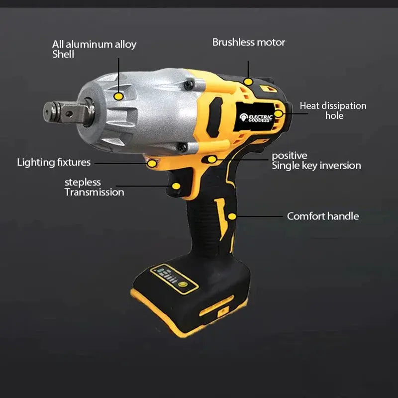 Cordless 1/2 Inch High Torque 700NM Impact Wrench Brushless