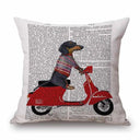 Dachshund Dog Painting Cotton Linen Pillow Covers Whimsical Home Decor