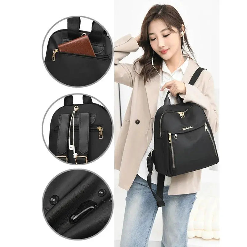 Black Large Capacity Backpack For Women Travel Bag
