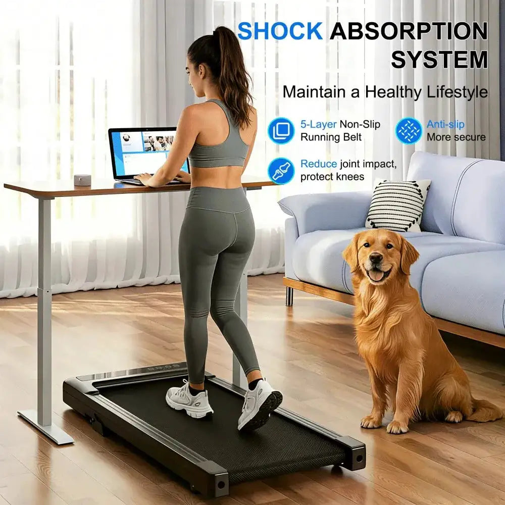 Foldable 6% Slope Under Desk Treadmills 2.5 HP Quiet Walking Pad Portable Remote Control LED Display 300LBS Exercise Walkingpad