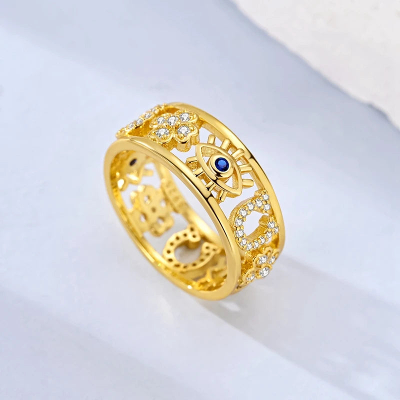 Sterling Silver Golden Ring Sparking