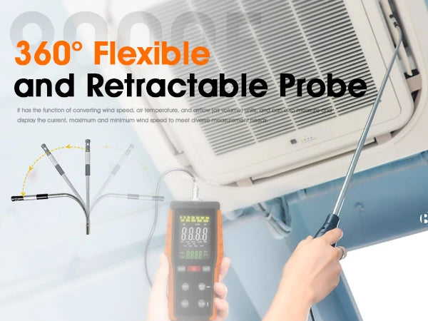 HoldPeak Hot Wire Anemometer Wind Speed Air Volume CFM/CMM Type-C — product view 3
