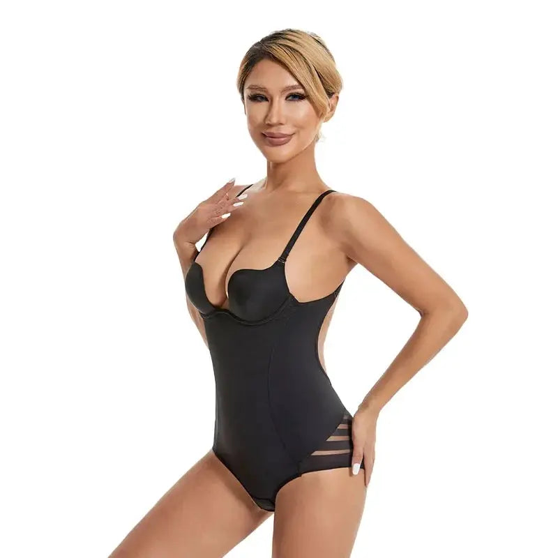 Elegant Backless Lace Bodysuit Deep V Neck Shapewear