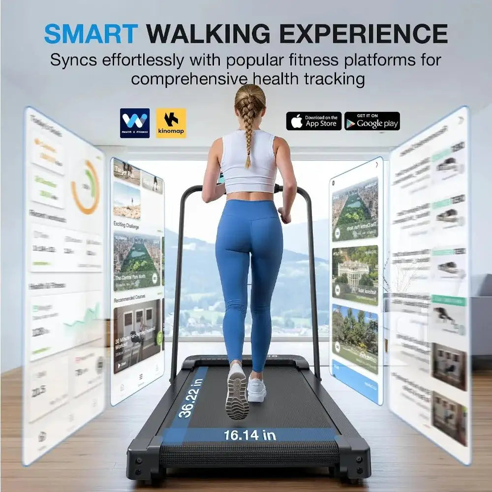 Compact Folding Treadmill with Incline, Handle Bar, and Voice Control for Home Use