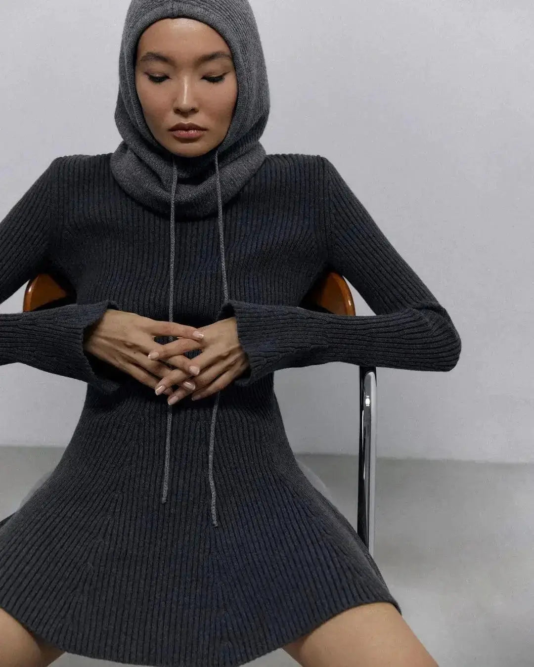 Sophisticated High Neck Knit Dress Elevate Your Style Now