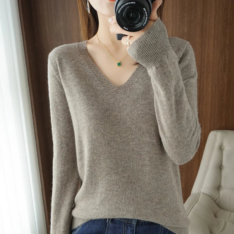 V Neck Cutout Knit Sweater