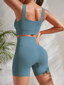 Yoga Set for Women Fitness Seamless Ribbed 2-Piece