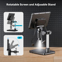 7inch Digital Microscope 1200X Magnification for Coin PCB Circuit Repair 16MP HD Soldering Microscope with Lights, PC View