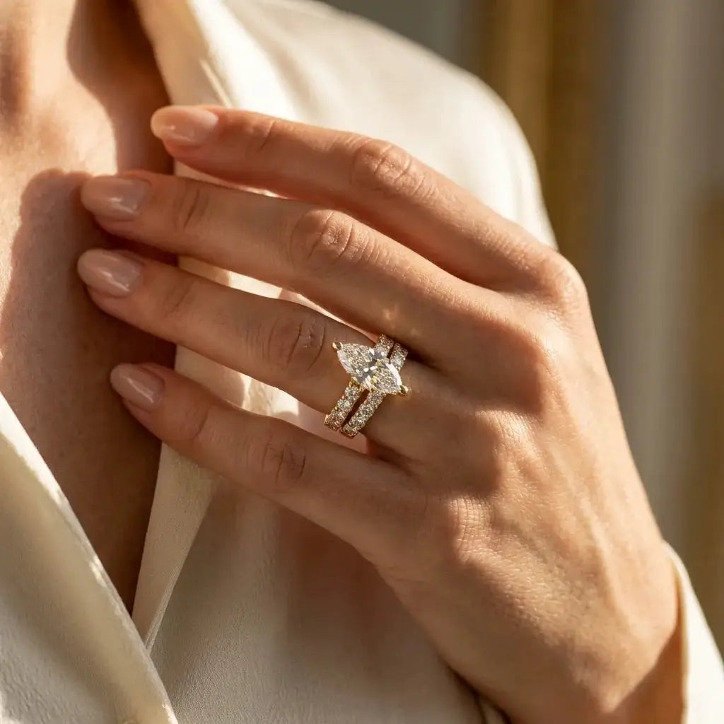 Moissanite Ring in Sterling Silver Carat Marquise Ring — product view 4