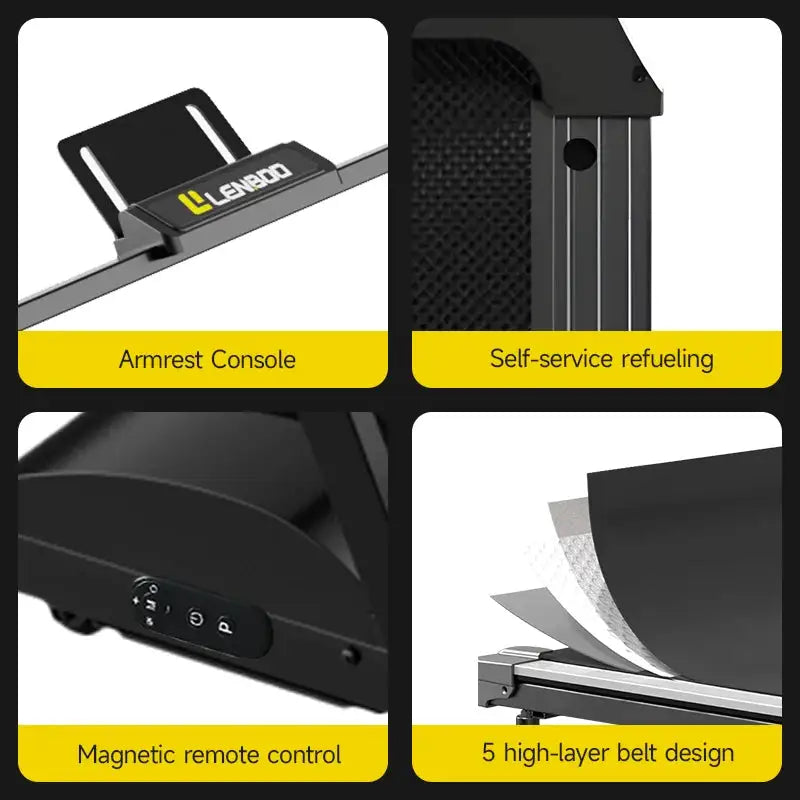 Portable Home Fitness Running Machine Foldable Electric Walking Pad with Remote Handle Incline Workout Treadmill