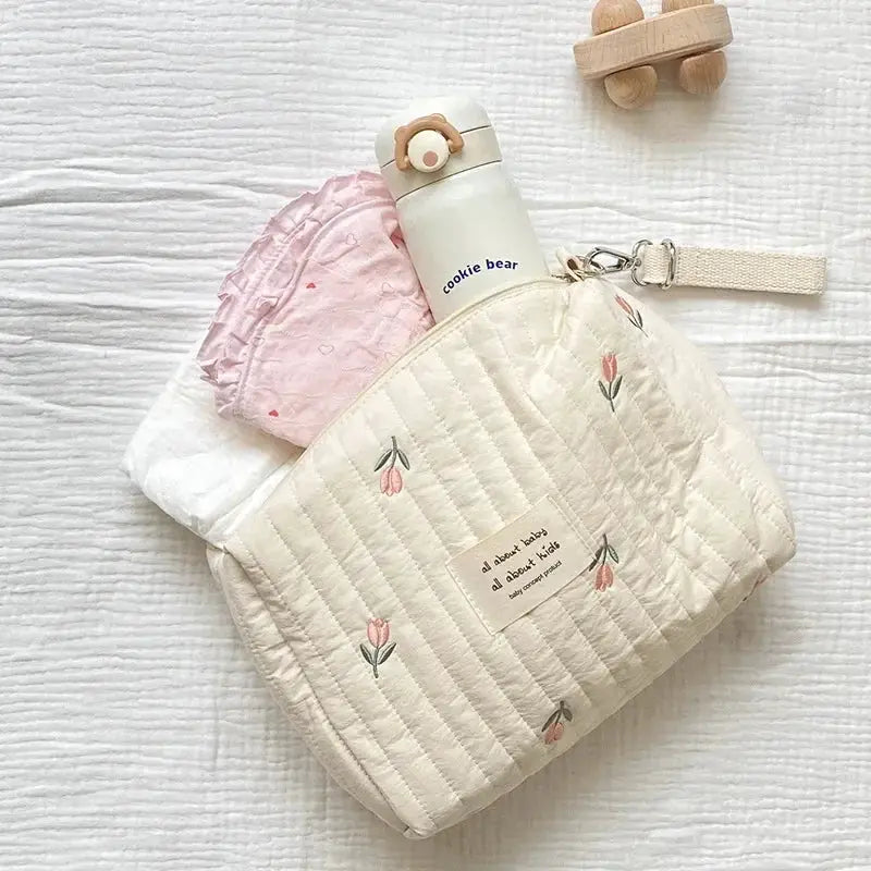 New Mommy Bag Cute Print Embroidery Zipper Diaper Bag