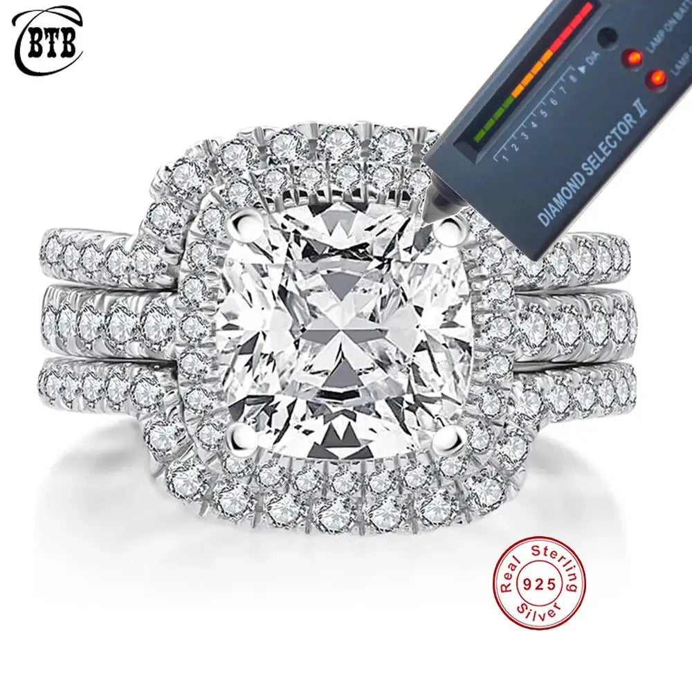 Square Moissanite Ring in Sterling Silver Cbtb — product view 1