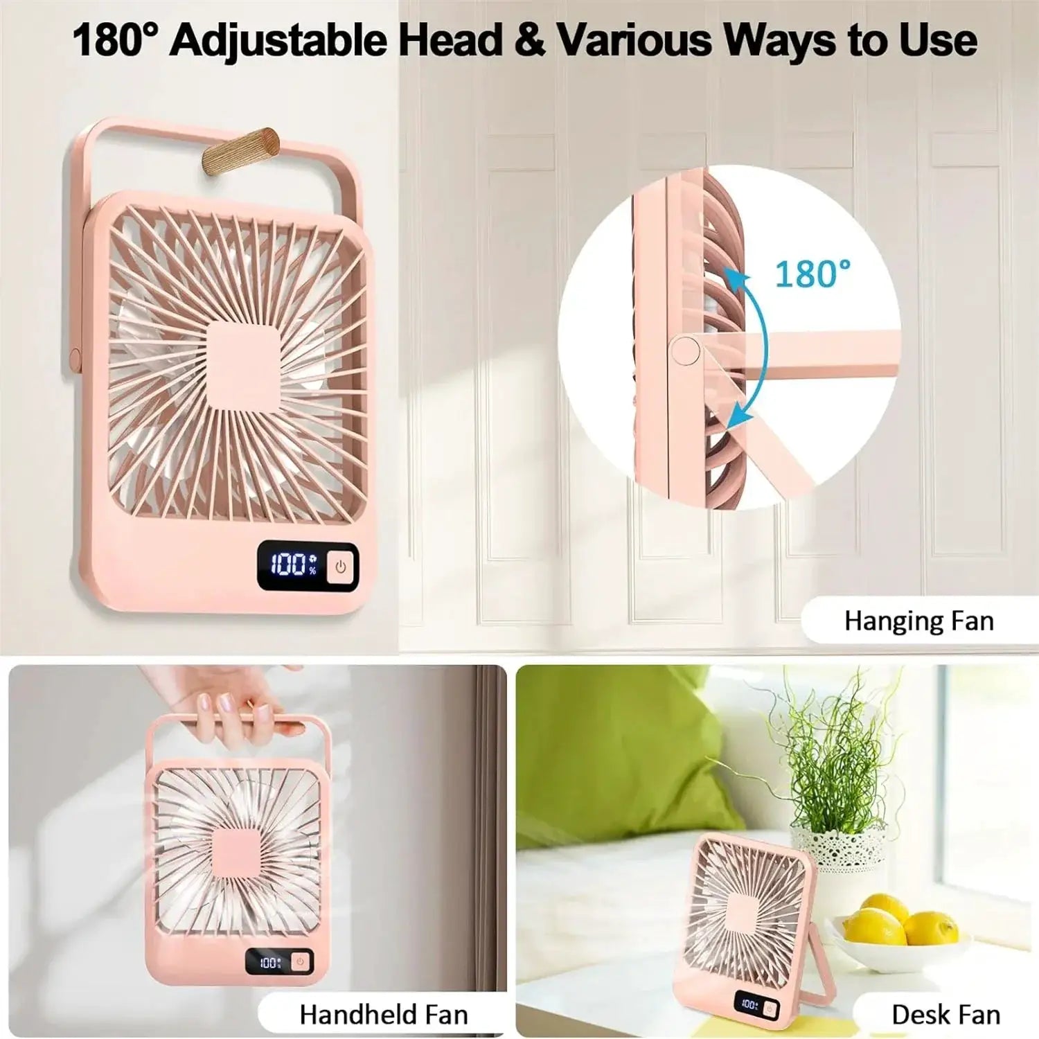 Desk Fan Portable USB Rechargeable 180 Degree Tilt Quiet - OurLum.com