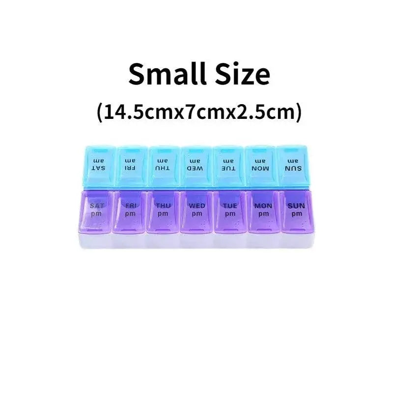 Weekly Portable Pill Organizer With 14 Compartments