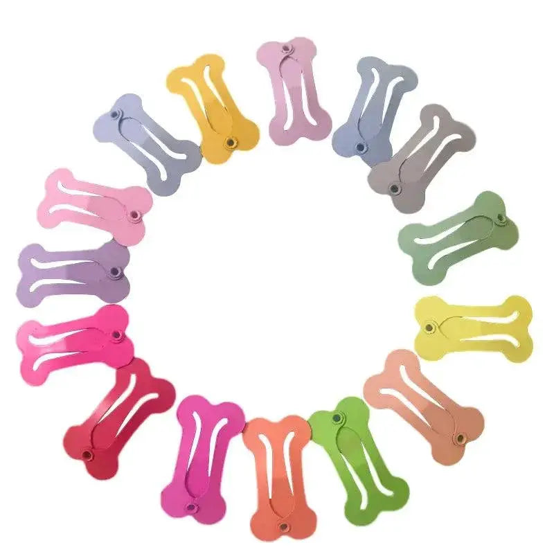 Colorful Bone Shape Dog Hair Clips for Grooming Essentials