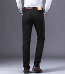 Spring Men's Slim Jeans Classic Style Straight Elasticity Cotton Denim Pants Male Brand Trousers Wine Red Black White