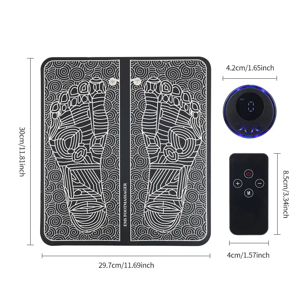Smart EMS Massage Pad with RF Remote Improve Blood Circulation Leg Shaping Microcurrent Pulse Foot Massager Mat Acupoint