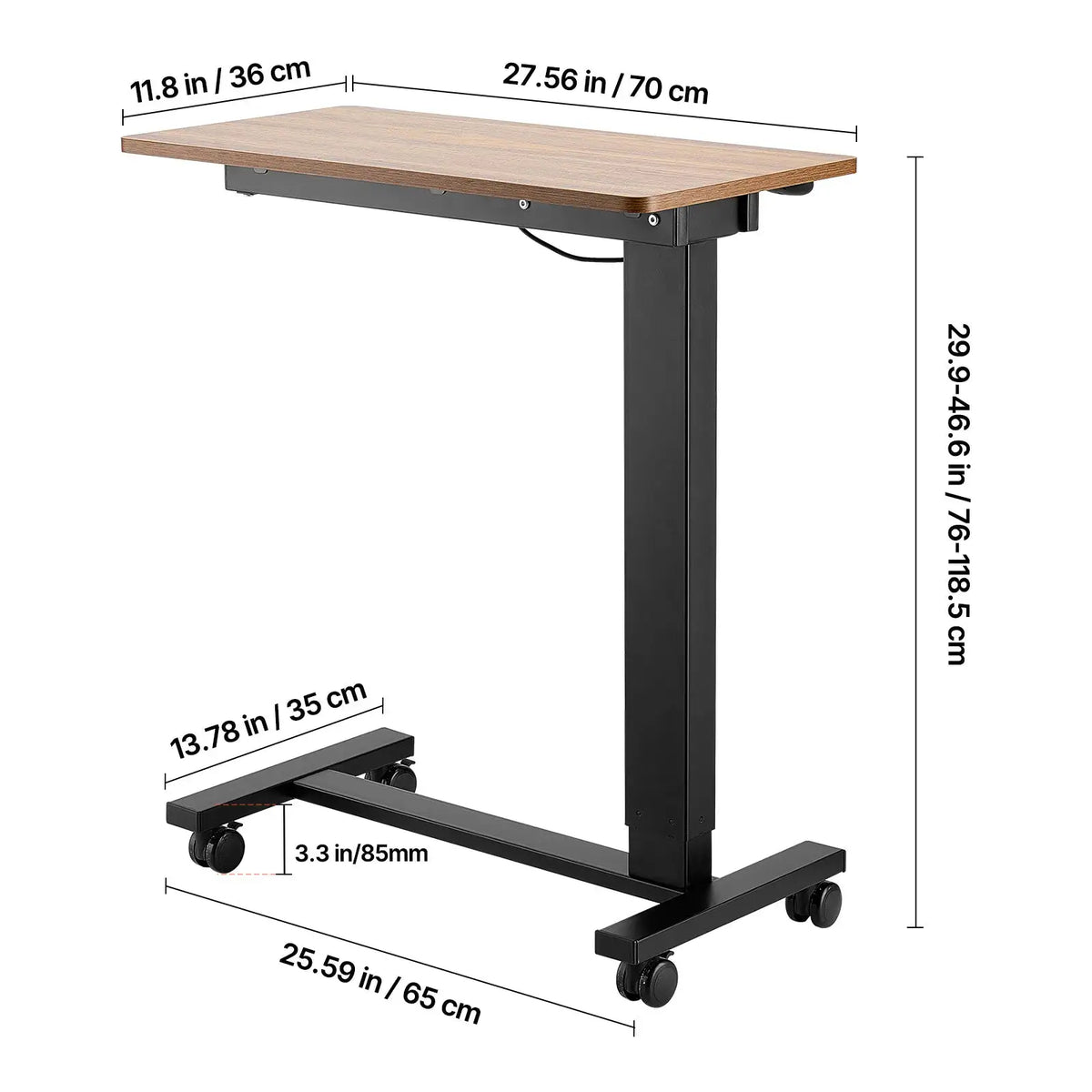 Adjustable Overbed Table With Rolling Casters — product image 7