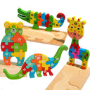 Wooden Puzzle Educational Cartoon Animals Learning Game for Kids