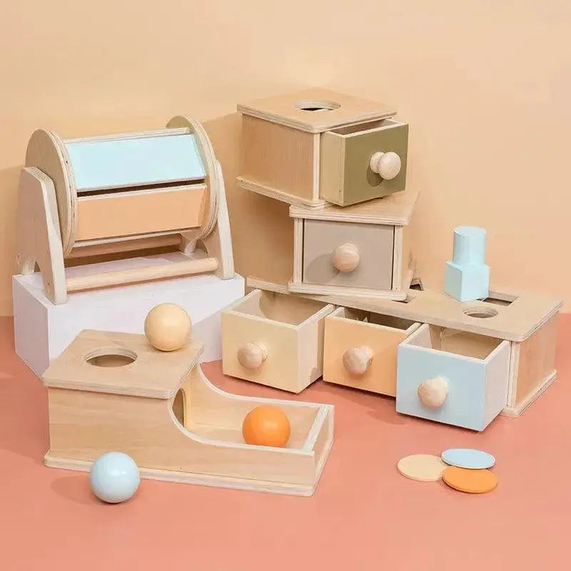 Montessori Macaroon Color Spinning Drum Matching Coin Box