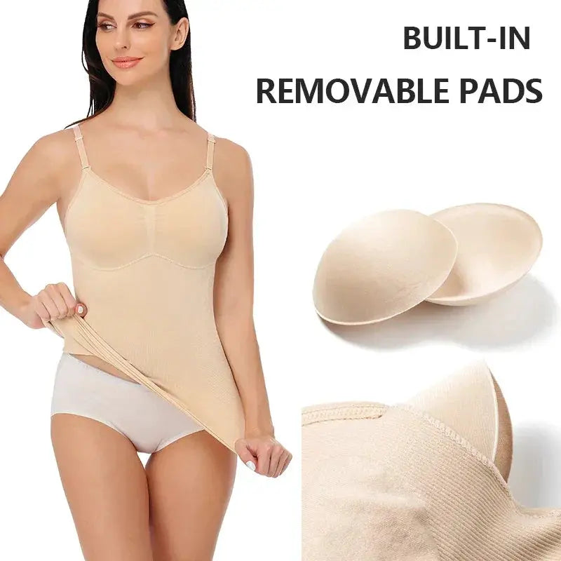 Seamless Plus Size Body Shaper Tank Top With Removable Pads