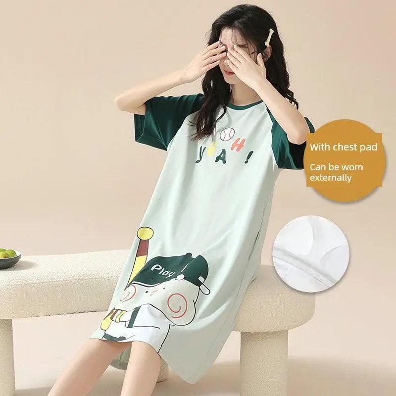 Cotton Korean Summer Pajamas Integrated Dress Wear