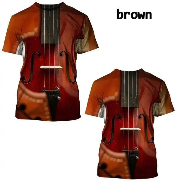 Funny Violin Print Tee For Women And Men Musical Instruments
