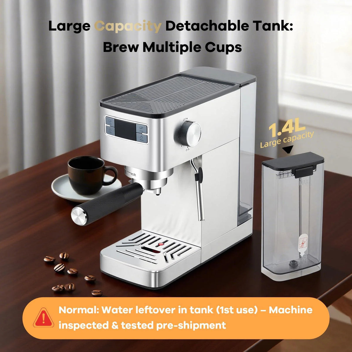 Semi-Automatic Coffee Shot Machine with Steam Milk Frother — product view 3