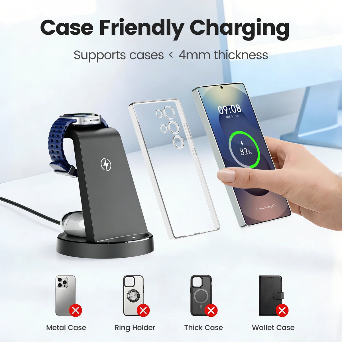 Magnetic Wireless Charger Fast Charging Dock Stand Travel — product view 3