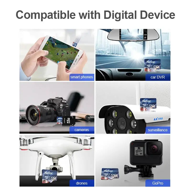 Netac Original Memory SD Card Micro with Adapter MicroSDXC Cards 512GB 256GB 128GB 64GB 32GB U3 Memoria Storage Card A1 P500