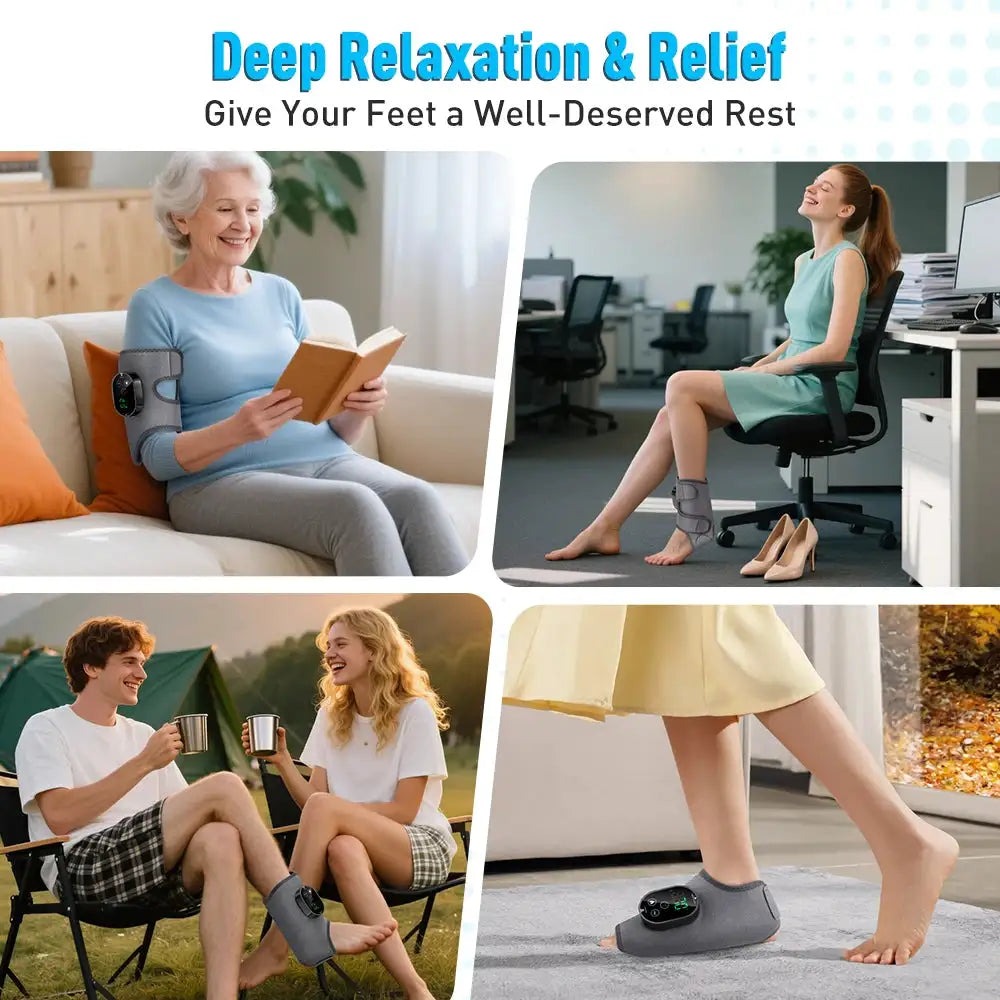 3-in-1 Cordless Heated Ankle Massager with Extension Strap, for Right Left Foot,Electric Massage Vibrating Sole Wrap,Joint Relax