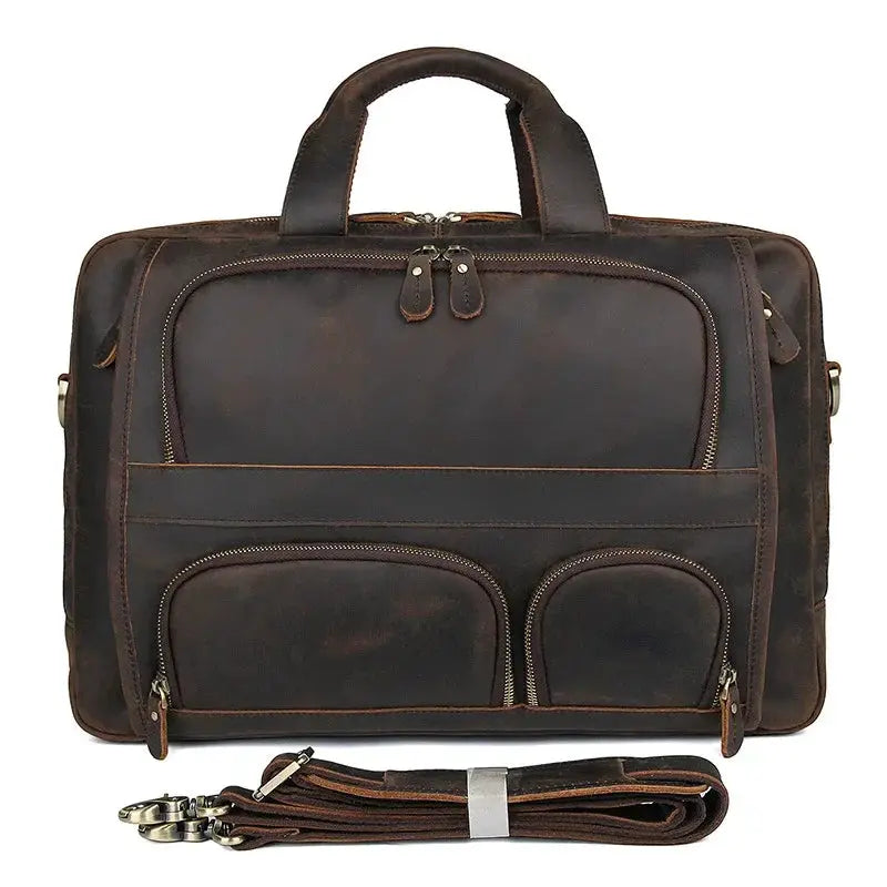 17.3 Inch Laptop Briefcase Leather Bag Retro Professional