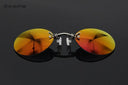 UV400 Clip-On Round Rimless Sunglasses for Men Vintage Mini