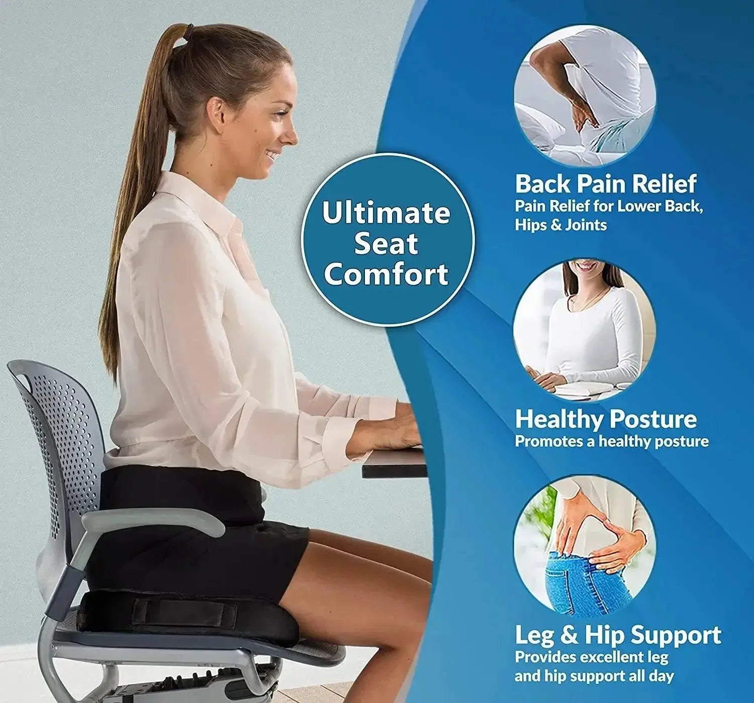U Shaped Gel Memory Foam Travel Cushion For Tailbone Relief