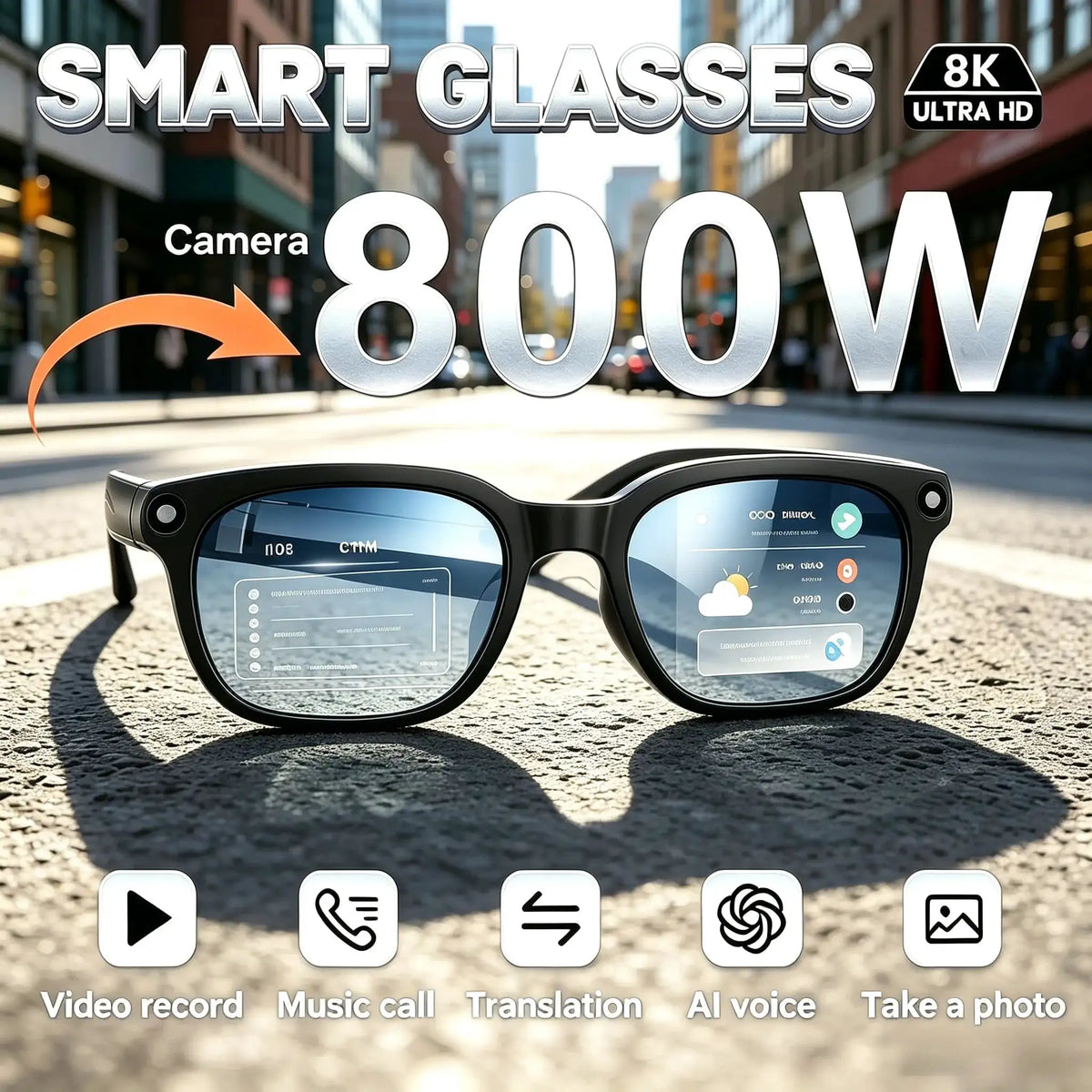 Smart Glasses AI Translation HD Camera Shooting Image Bluetooth — product view 1