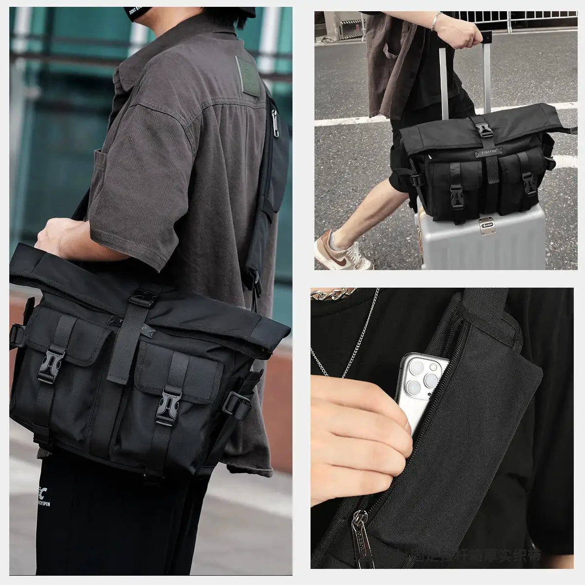 Tigernu Fashion Shoulder Bags For Men Crossbody Bags Male Expandable Bags 13.3inch Laptop Bag Messenger Bag Boys Handbag Sling