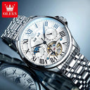 OLEVS Moon Phase Luxury Automatic Watch Roman Dial Steel