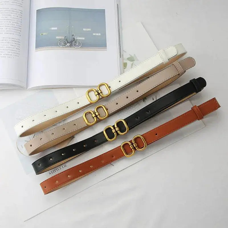 Womens PU Leather Belt With Chic Metal Buckle Fashion