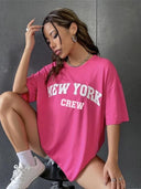 Oversized Bold Letter Graphic Women's Tee Trendy Summer Shirt