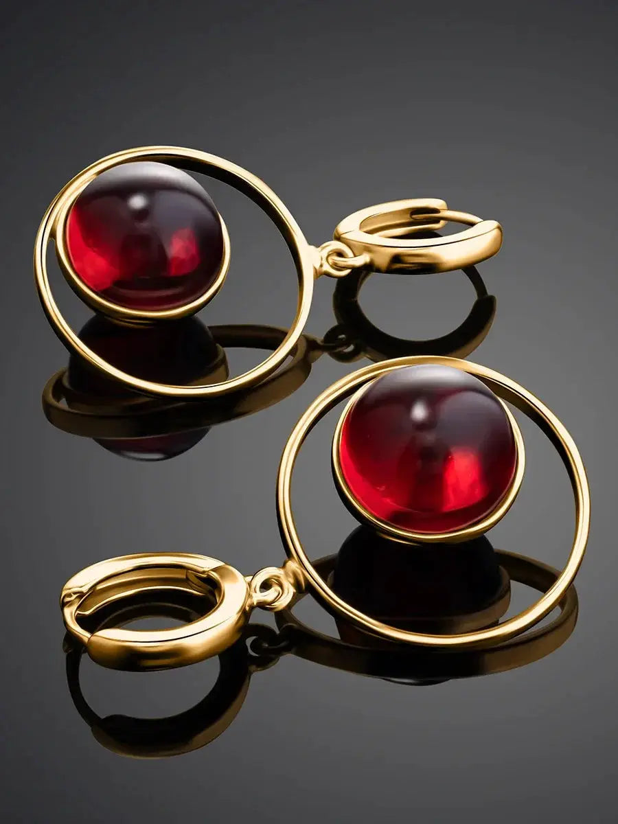 Red Gemstone Jewelry Set For Women Pendant Earrings Ring - OurLum.com