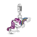 Silver Plated Purple Charm Flower