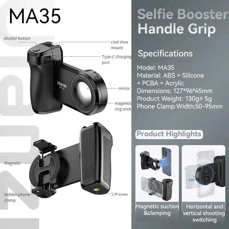 Ulanzi MA35 Selfie Booster Handle Grip Bluetooth Stabilizer