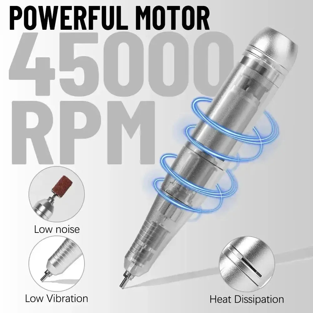 45000RPM Professional Electric Nail Drill Portable Nail File