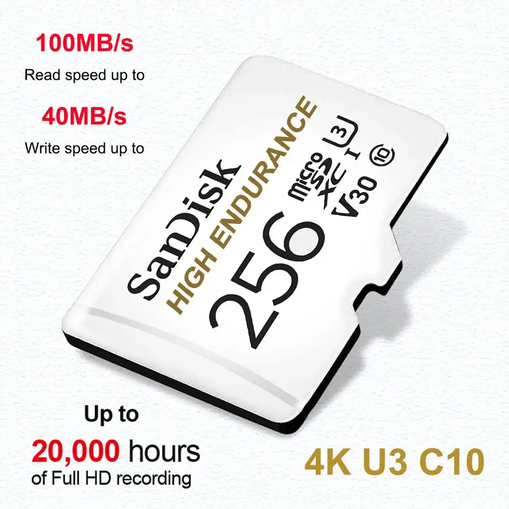 SanDisk High ENDURANCE Micro SD Card 32GB 64GB 128GB 256GB High-speed Read and Writing Video Surveillance U3 V30 4K for Drones