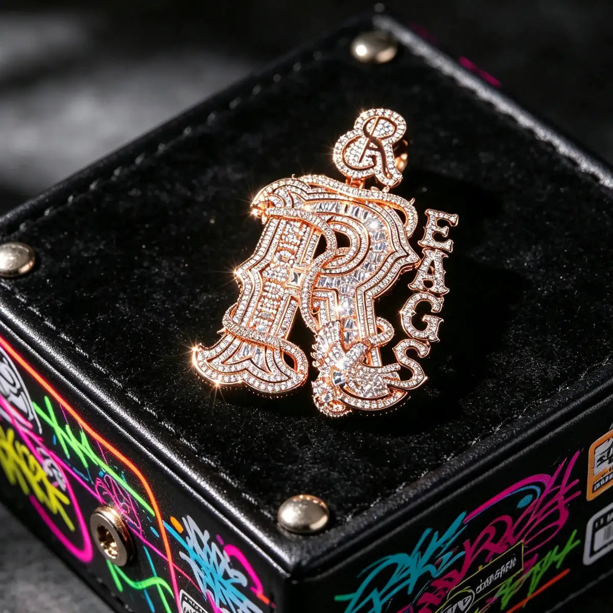 Custom R Letter Pendant Gold Plated — product image 9