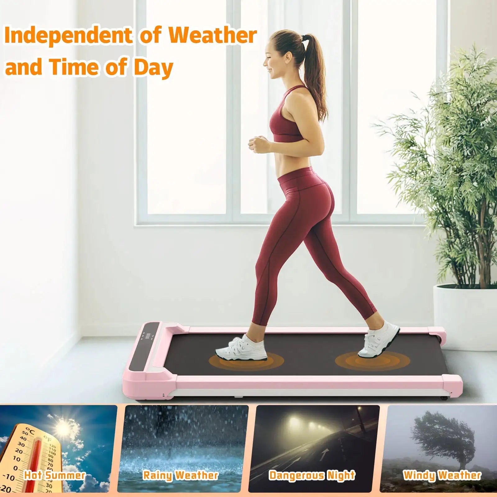 Lfly Pink Home Use Running Walking Machine Smart Ultra Thin Body Building Walking Pad Treadmill Training Exercise Equipment
