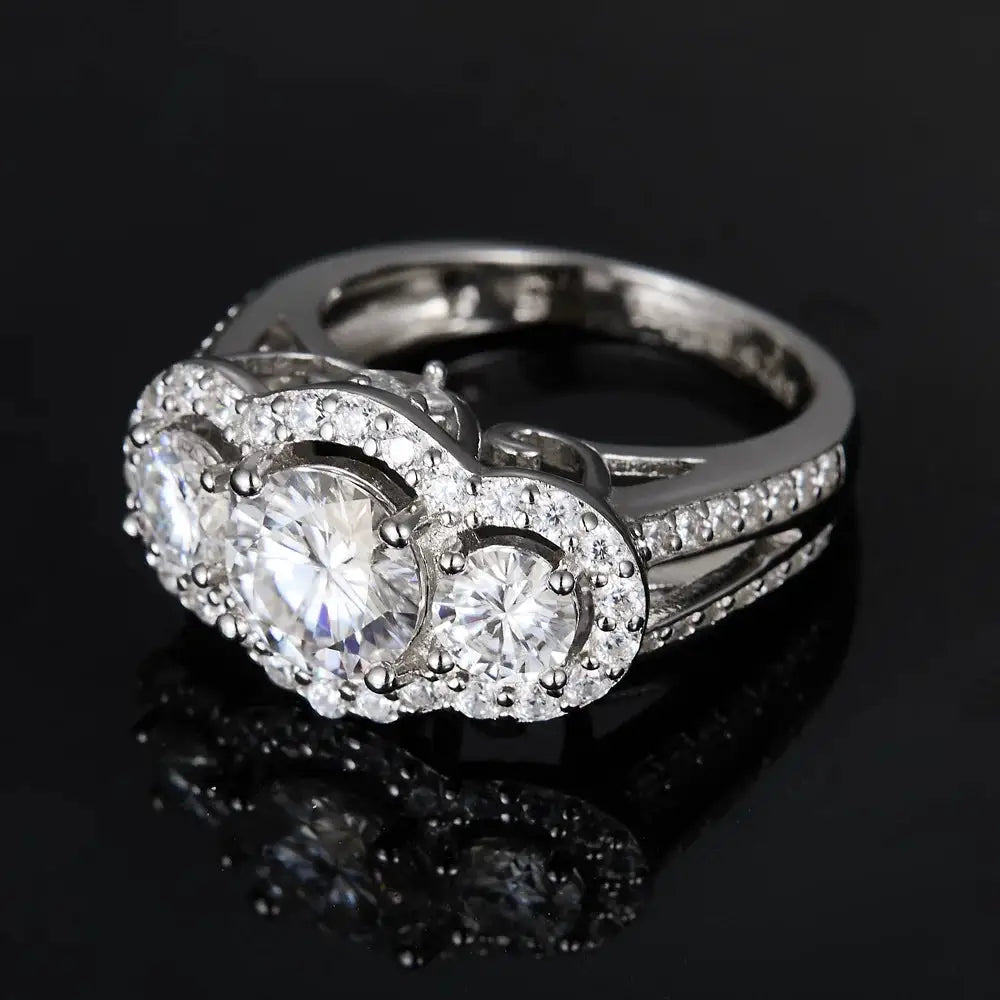 Round Moissanite Ring in Sterling Silver Stone — product view 4