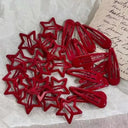 Red Star Waterdrop Barrettes Stylish Hair Clips for Women
